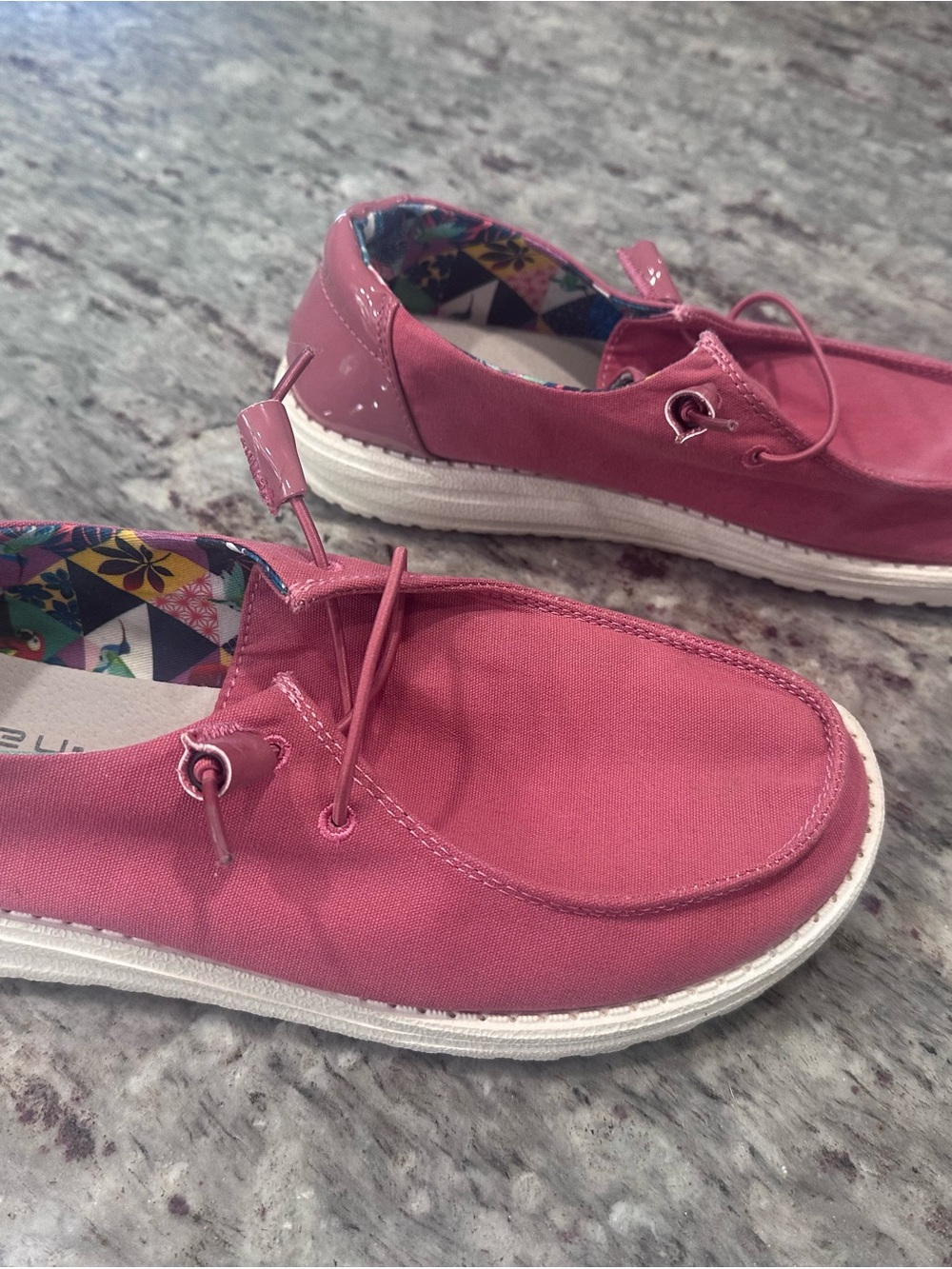Hey Dude Rose Pink Canvas Slip-Ons with Floral Liner - Picture 4 of 6